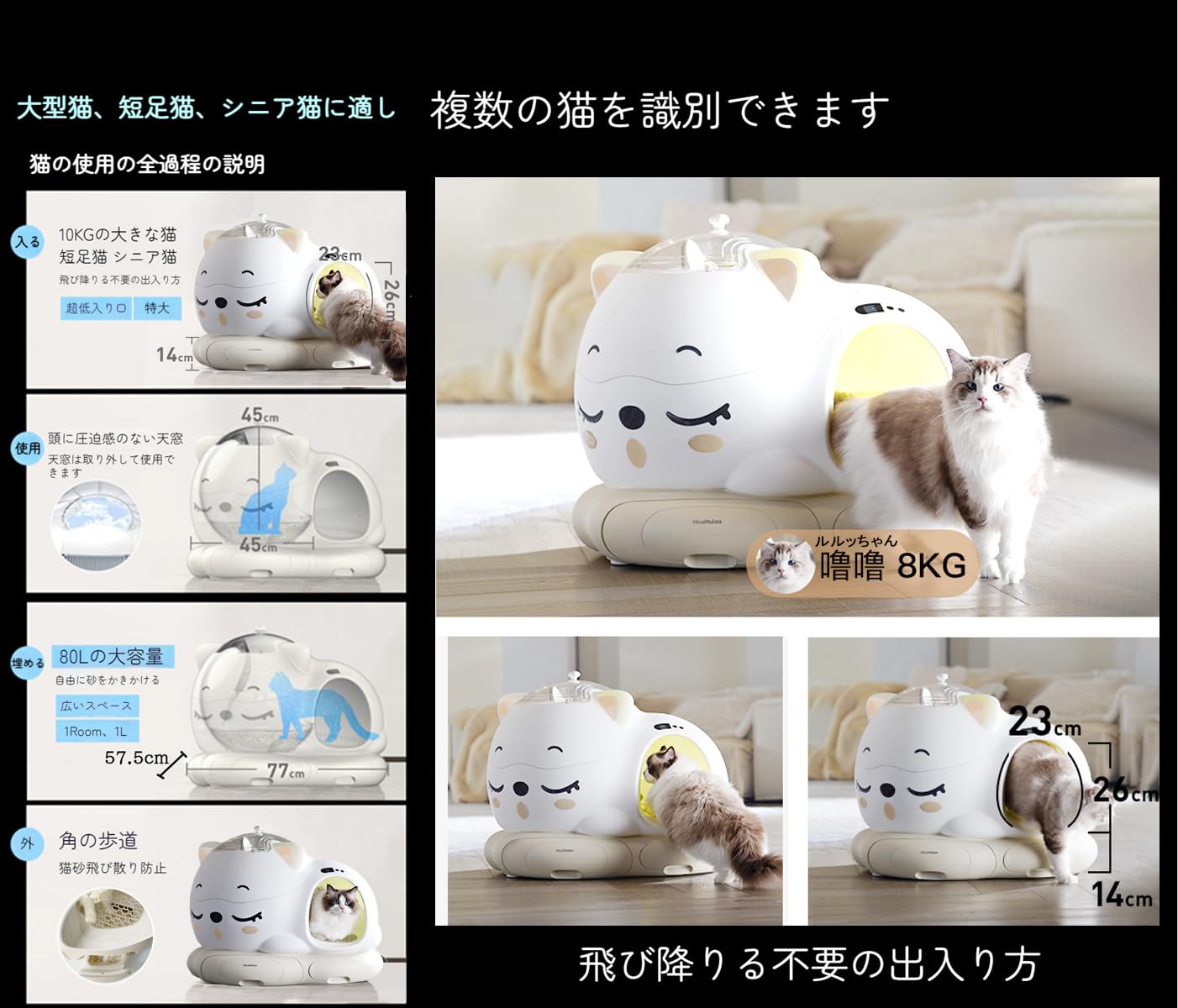 Amazon | UEEYAC（ユーヤク） 猫用全自動トイレ トイレ 猫 AI スマート